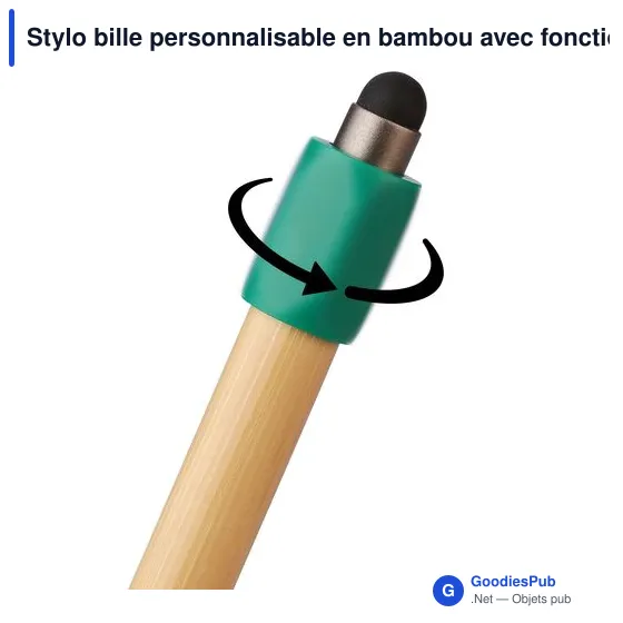 Stylo bille personnalisable en bambou avec fonction spinner - Fennavec logo - Image 5