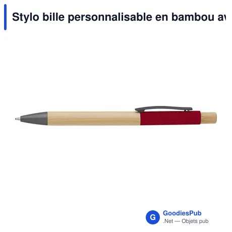 Stylo bille personnalisable en bambou avec logo - modèle Cesar