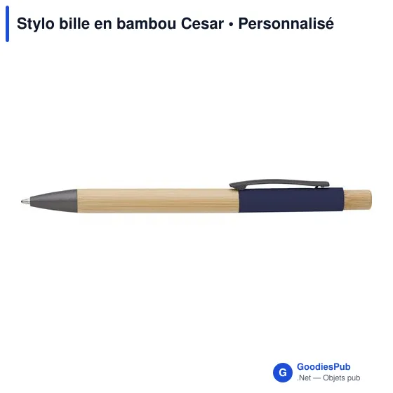 Stylo bille personnalisable en bambou avec logo - modèle Cesar - Image 4