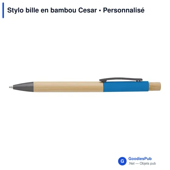 Stylo bille personnalisable en bambou avec logo - modèle Cesar - Image 6