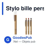 Stylo bille personnalisable en bambou et paille de blé beige avec logo - Miniature 1
