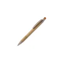 Variante Beige / Orange - Stylo bille personnalisable en bambou et paille de blé beige avec logo