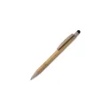 Variante Beige/Noir - Stylo bille personnalisable en bambou et paille de blé beige avec logo