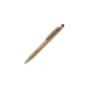 Variante Beige / Rouge - Stylo bille personnalisable en bambou et paille de blé beige avec logo