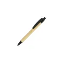 Variante Noir - Stylo bille personnalisable coloré en bambou et paille de blé avec logo