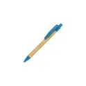 Variante Bleu - Stylo bille personnalisable coloré en bambou et paille de blé avec logo