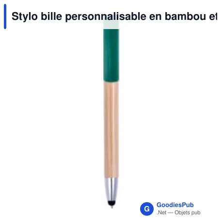 Stylo bille personnalisable en bambou et plastique avec logo