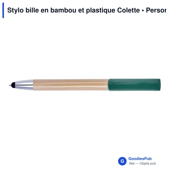 Stylo bille personnalisable en bambou et plastique avec logo - Image 2