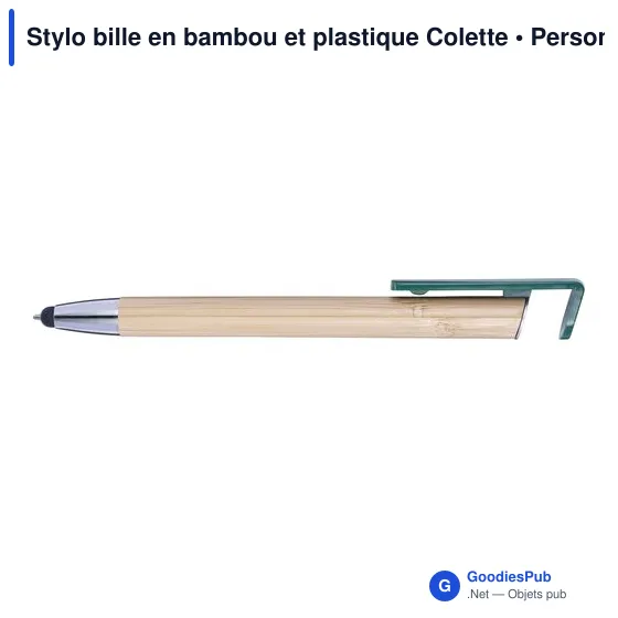Stylo bille personnalisable en bambou et plastique avec logo - Image 11