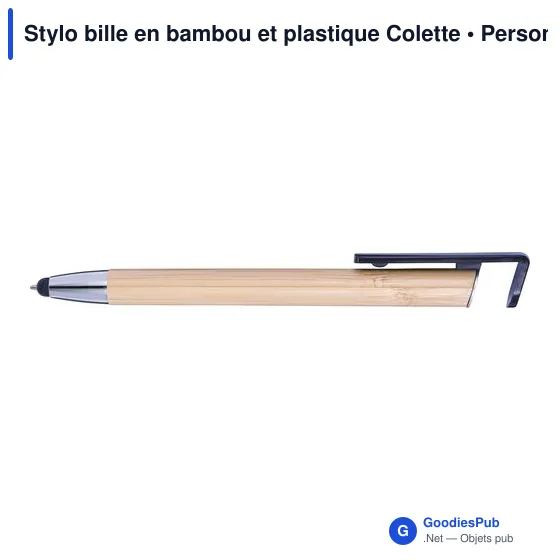 Stylo bille personnalisable en bambou et plastique avec logo - Image 5