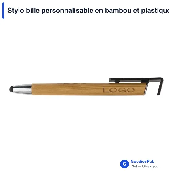 Stylo bille personnalisable en bambou et plastique avec logo - Image 8