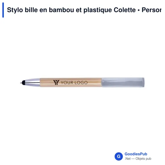 Stylo bille personnalisable en bambou et plastique avec logo - Image 9