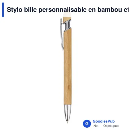 Stylo bille personnalisable en bambou et plastique avec logo - Darren