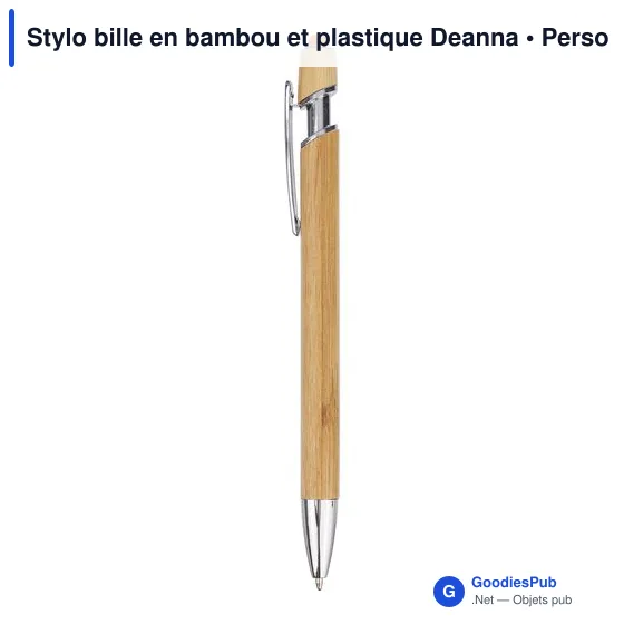 Stylo bille personnalisable en bambou et plastique avec logo - Darren - Image 11
