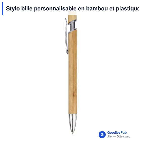 Stylo bille personnalisable en bambou et plastique avec logo - Darren - Image 12