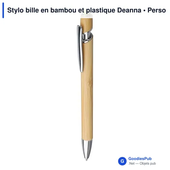 Stylo bille personnalisable en bambou et plastique avec logo - Darren - Image 9