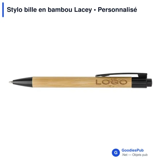 Stylo bille en bambou Lacey - Image 3
