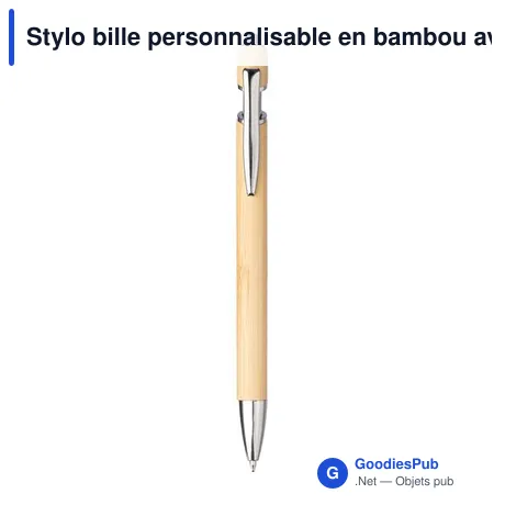 Stylo bille personnalisable en bambou avec logo - Manuela