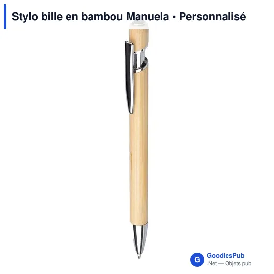 Stylo bille personnalisable en bambou avec logo - Manuela - Image 2