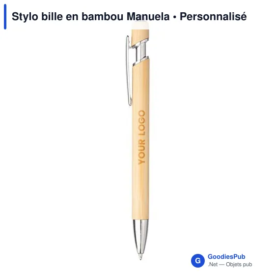 Stylo bille personnalisable en bambou avec logo - Manuela - Image 5