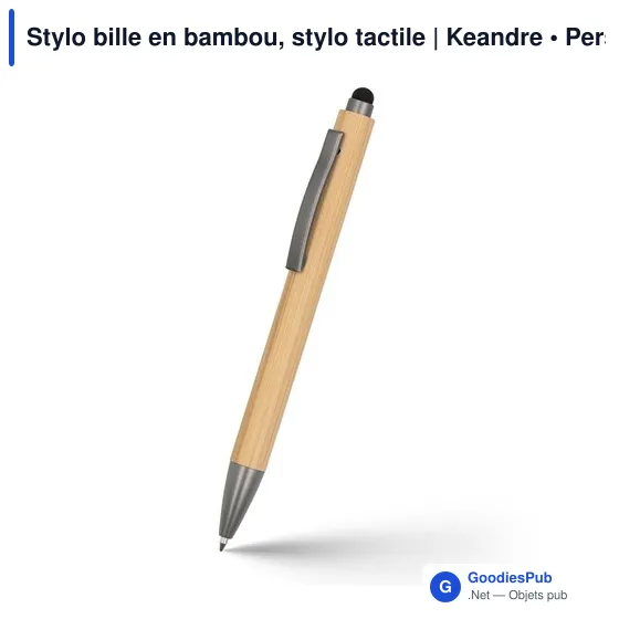 Stylo bille en bambou personnalisable avec logo | Keandre - Image 1