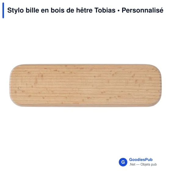 Stylo bille personnalisable en bois de hêtre avec logo - Tobias - Image 1