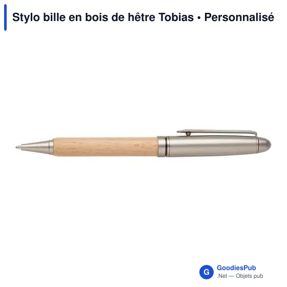 Stylo bille personnalisable en bois de hêtre avec logo - Tobias - Image 4