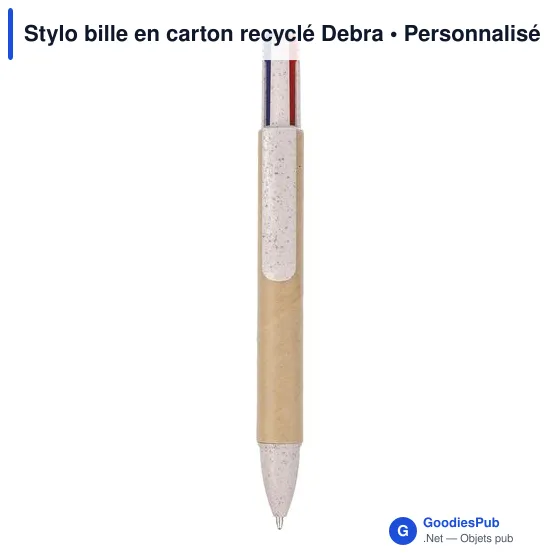 Stylo bille personnalisable en carton recyclé avec logo - Debra - Image 3
