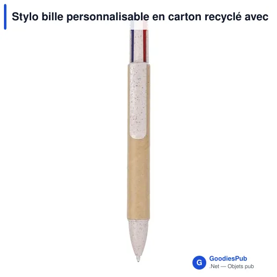 Stylo bille personnalisable en carton recyclé avec logo - Debra - Image 8