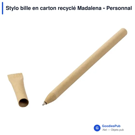 Stylo bille personnalisable en carton recyclé avec logo - Madalena - Image 10