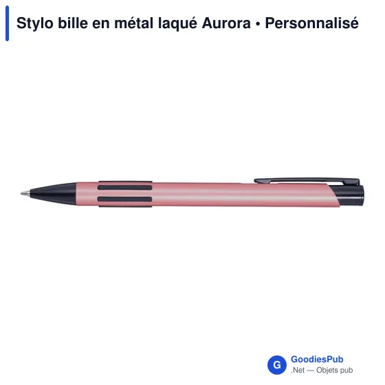 Stylo bille personnalisable en métal laqué avec logo - Aurora - Image 2
