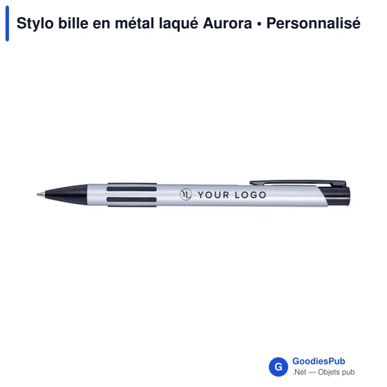 Stylo bille personnalisable en métal laqué avec logo - Aurora - Image 3