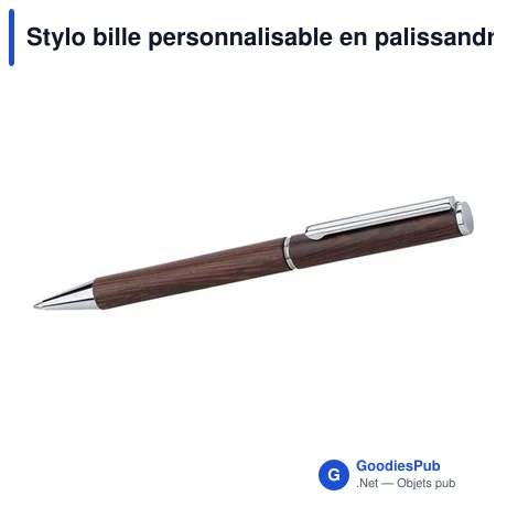 Stylo bille personnalisable en palissandre avec logo - Raquelle