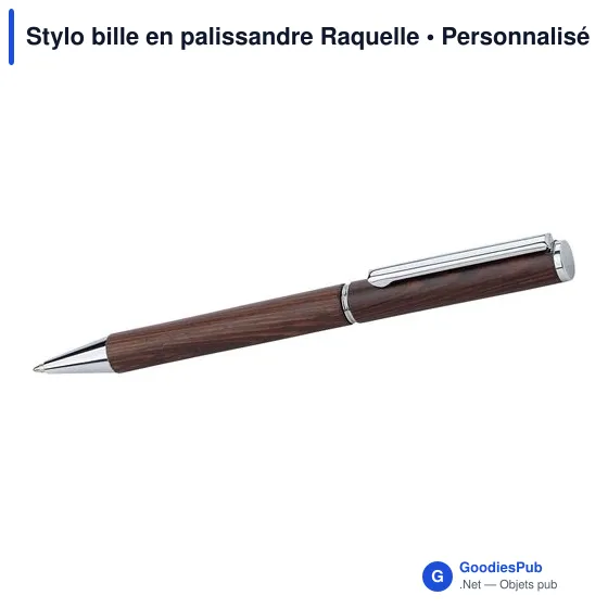 Stylo bille personnalisable en palissandre avec logo - Raquelle - Image 1