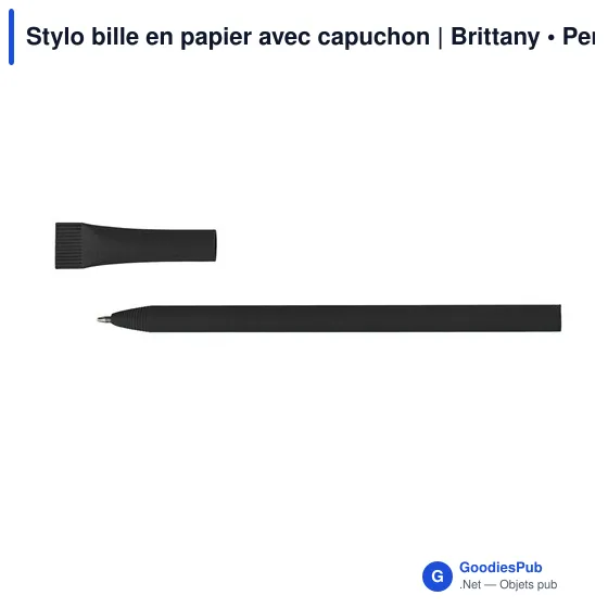 Stylo bille personnalisable en papier avec capuchon - Brittanyavec logo - Image 1