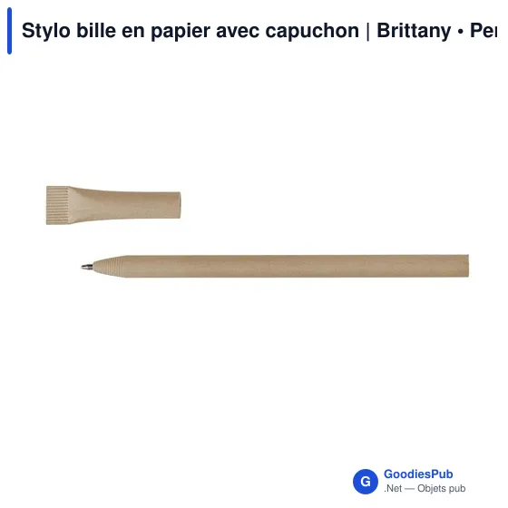 Stylo bille personnalisable en papier avec capuchon - Brittanyavec logo - Image 11