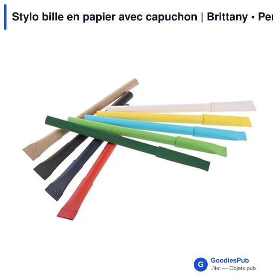 Stylo bille personnalisable en papier avec capuchon - Brittanyavec logo - Image 4