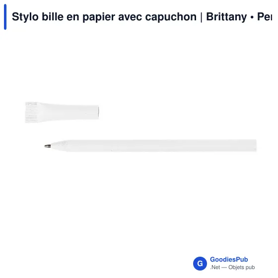 Stylo bille personnalisable en papier avec capuchon - Brittanyavec logo - Image 6
