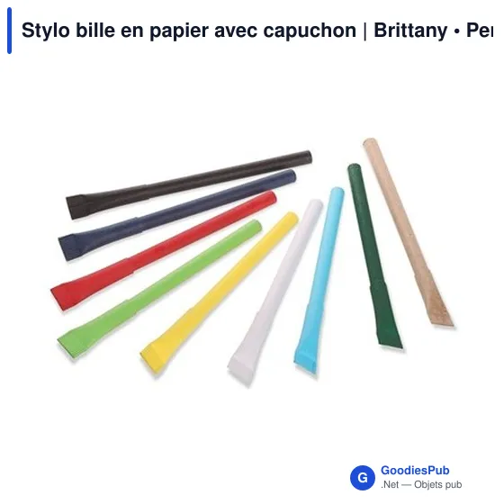 Stylo bille personnalisable en papier avec capuchon - Brittanyavec logo - Image 7