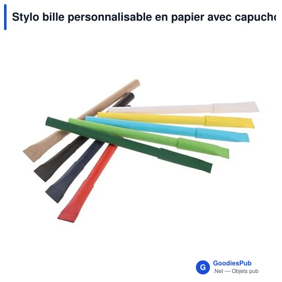 Stylo bille personnalisable en papier avec capuchon - Brittanyavec logo - Image 9