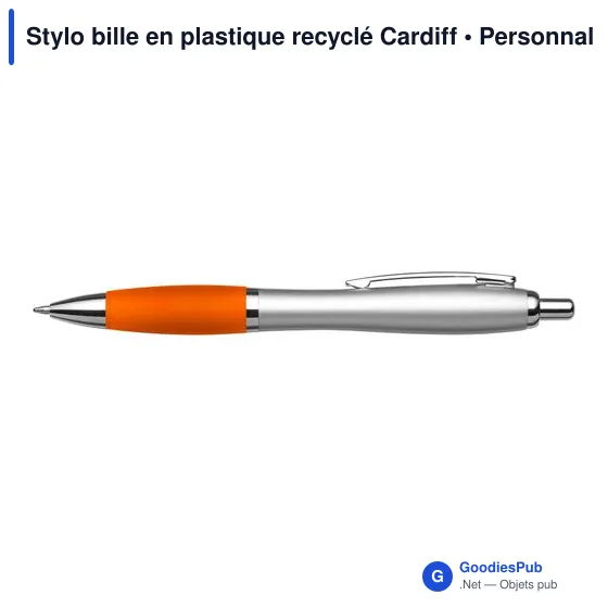 Stylo bille en plastique recyclé Cardiff - Image 1