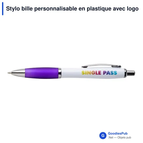 Stylo bille personnalisable en plastique avec logo - Swansea - Image 8