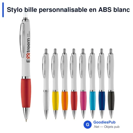 Stylo bille personnalisable en ABS blanc avec logo - Hawaï