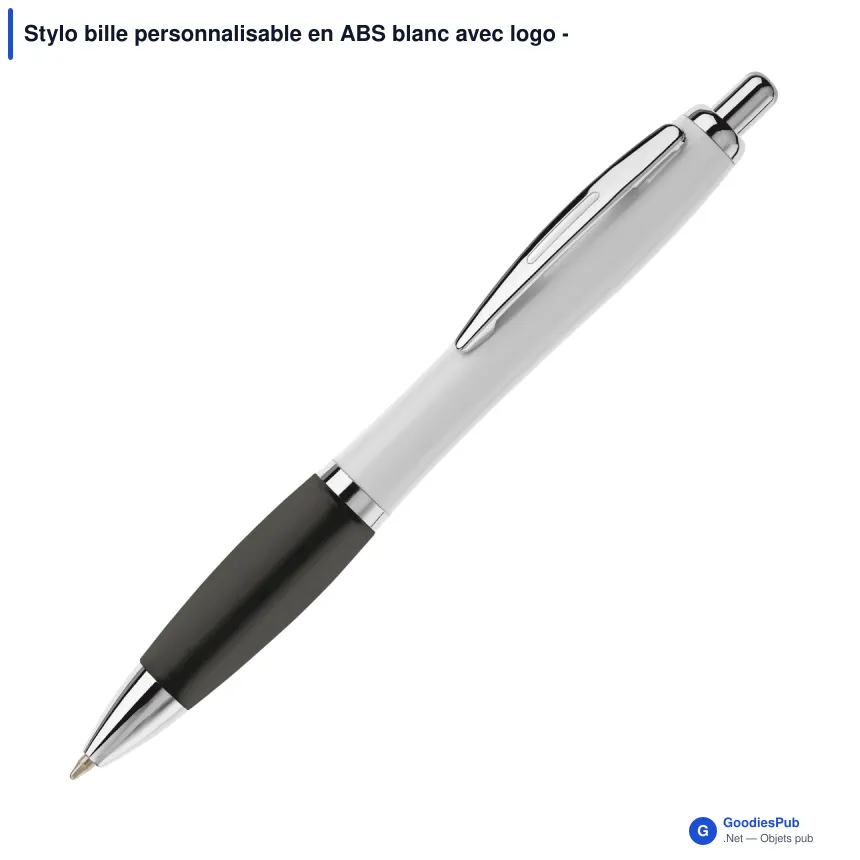 Stylo bille personnalisable en ABS blanc avec logo - Hawaï - Image 2