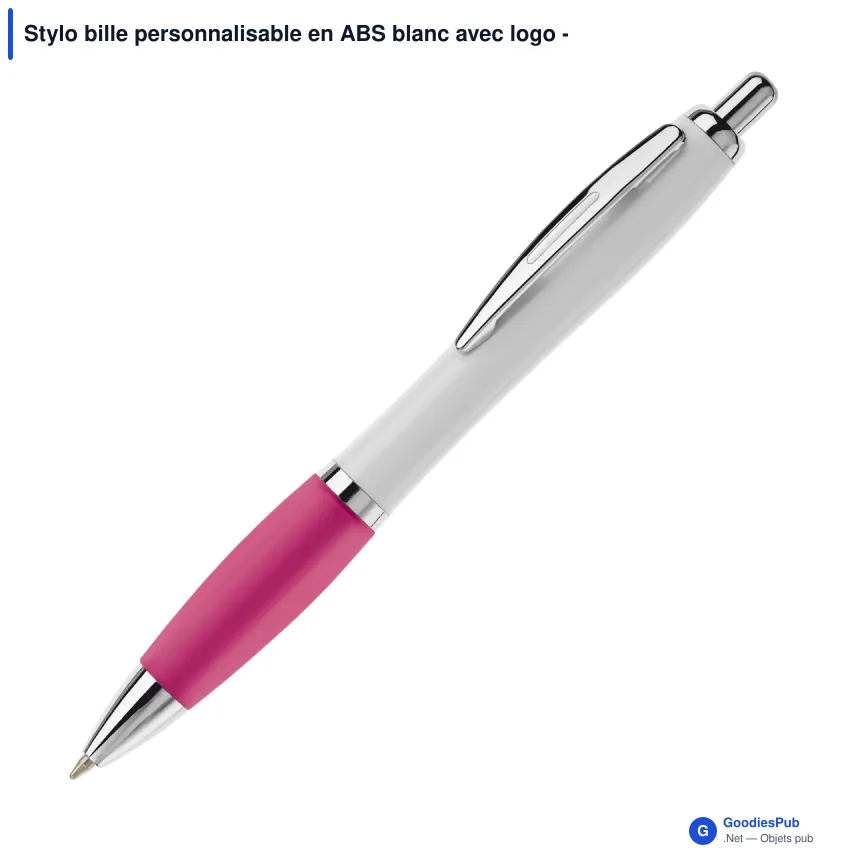 Stylo bille personnalisable en ABS blanc avec logo - Hawaï - Image 3