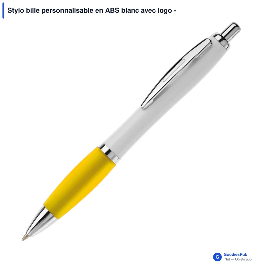 Stylo bille personnalisable en ABS blanc avec logo - Hawaï - Image 4
