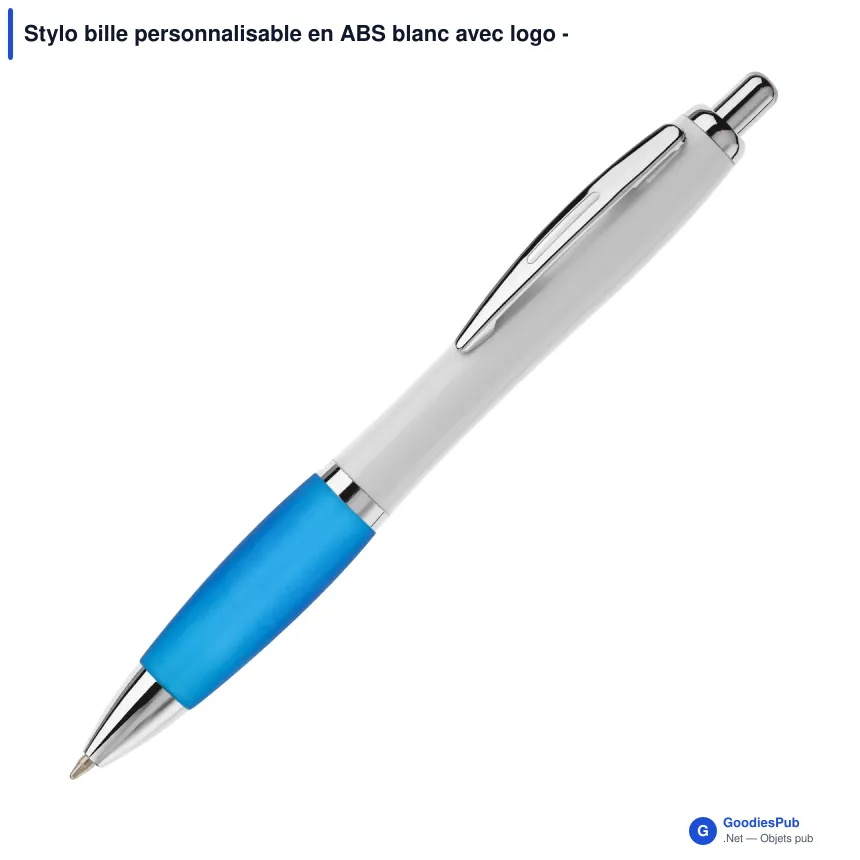 Stylo bille personnalisable en ABS blanc avec logo - Hawaï - Image 5