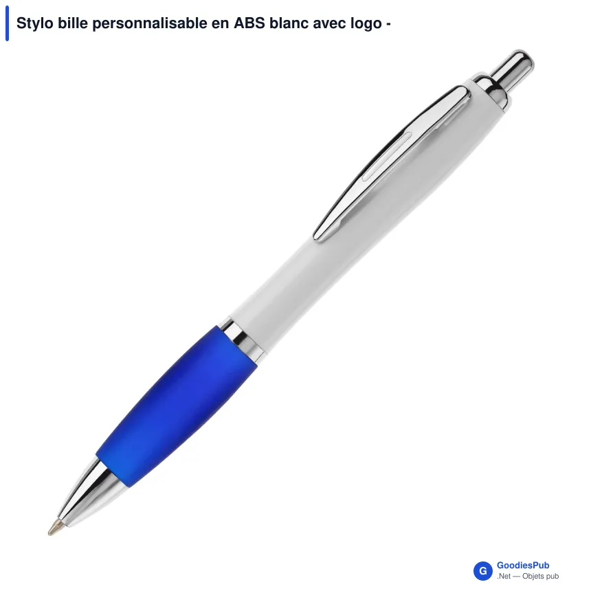 Stylo bille personnalisable en ABS blanc avec logo - Hawaï - Image 6