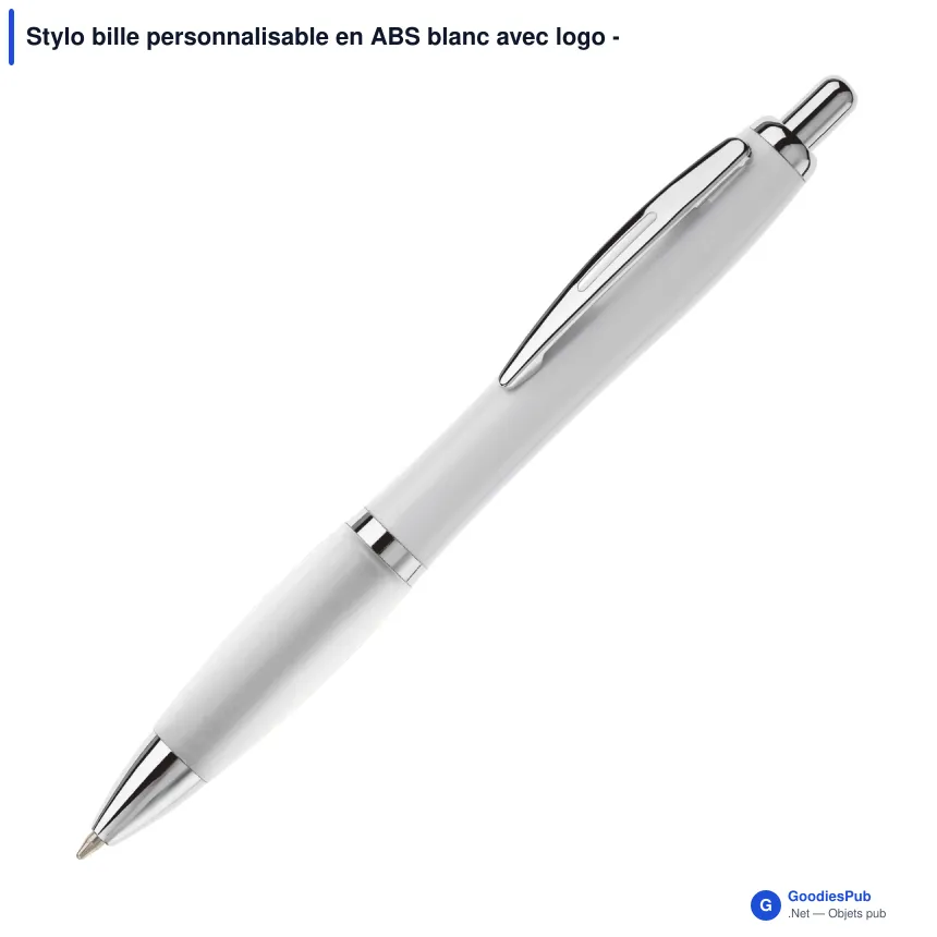 Stylo bille personnalisable en ABS blanc avec logo - Hawaï - Image 8