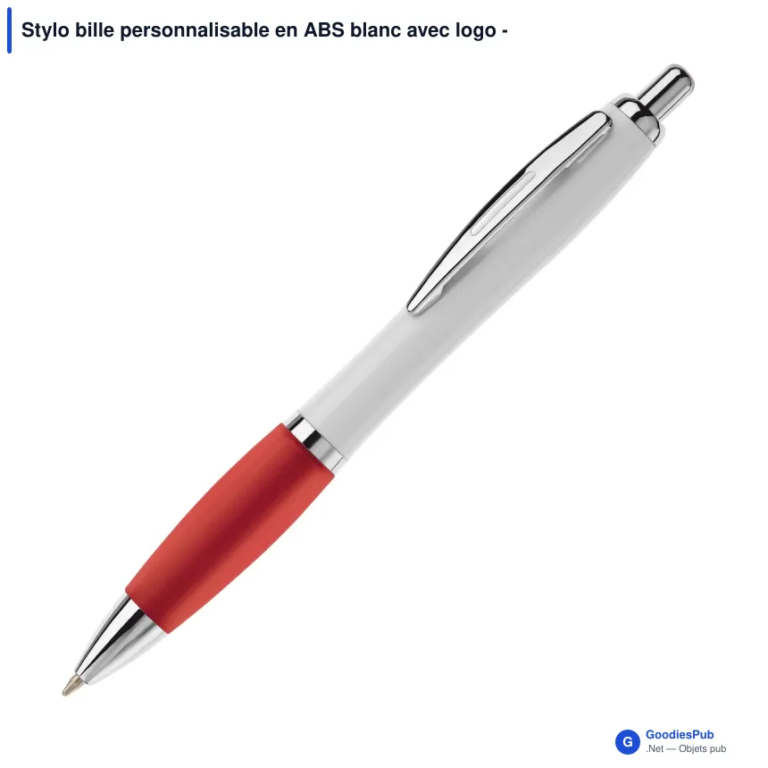 Stylo bille personnalisable en ABS blanc avec logo - Hawaï - Image 9